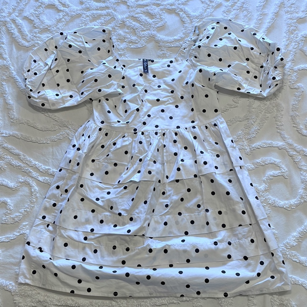 Influence White Polka Dot Puff Sleeve Dress from ASOS size 12 like new